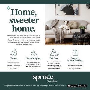 Spruce cleaning flyer - home, sweeter home for Apartments in Westpark.
